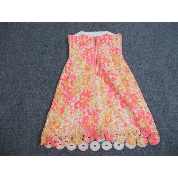 Lilly Pulitzer Dress Womens 4 Multicolor Floral Strapless Lace Fit & Flare Short - Picture 11 of 15